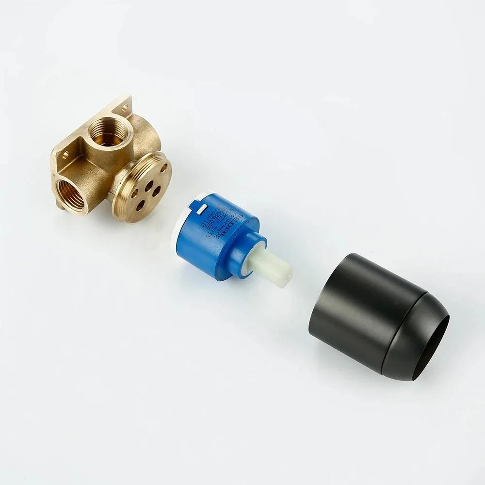 Латунный смеситель для ванной комнаты, смесители для душа, распределительный клапан, черный хром, скрытый двухфункциональный клапан для горячей и холодной воды, контрольный клапан