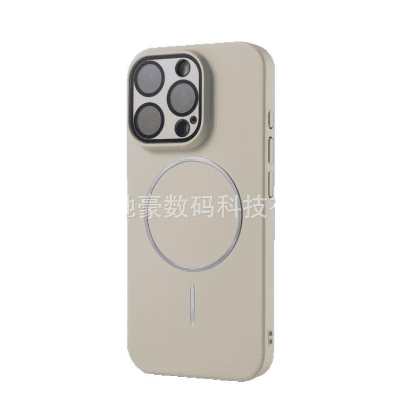 Матовое тонкое кольцо с магнитной притяжкой подходит для iPhone 16, однотонный чехол для телефона с ощущением кожи, Apple 15, всестороннее покрытие объектива, высокая чувствительность 14.