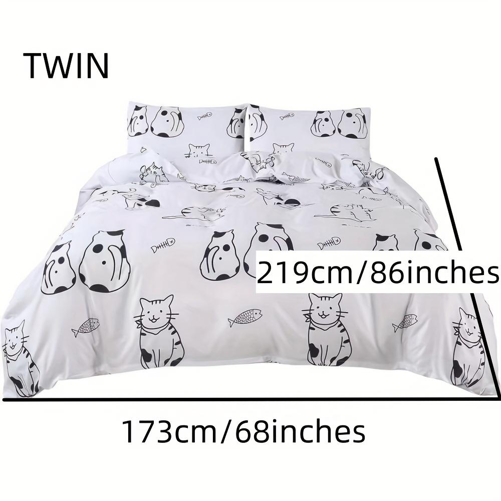 Комплект из 3 пододеяльников с охлаждающим мягким рисунком «Кошка», постель в сумке с завязками по углам и застежкой-молнией, современный принт в стиле кавайи, легкий уход