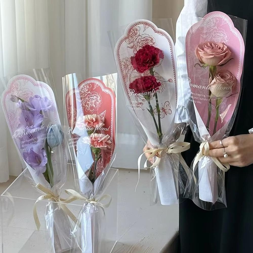10pcs Transparent Flower Packaging Bags Romantic Flower Arrangement Bags  Flowers Wrapping Gift