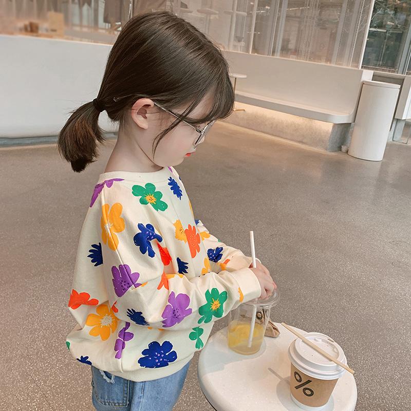 Детский пуловер с круглым вырезом для девочек, блузка с длинными рукавами