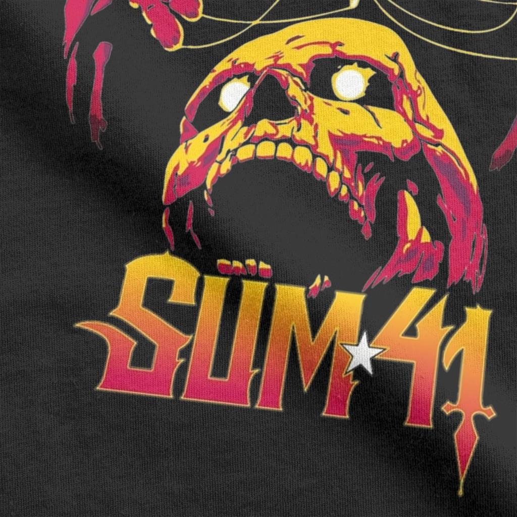 Мужская футболка The String Skull Sum 41 Band SUM41 Панк Смешная Хлопковая Футболка с Круглым Вырезом и Коротким Рукавом Футболки Топы с Графическим Принтом