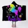 Unicorn Neon Soft Flannel Warm Hooded Blanket Home Outdoor Office Essential Blanket