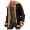 Men's Solid Color Frosted Fleece Composite Coat Long Sleeve Zipper Lapel Thick Coat Coat