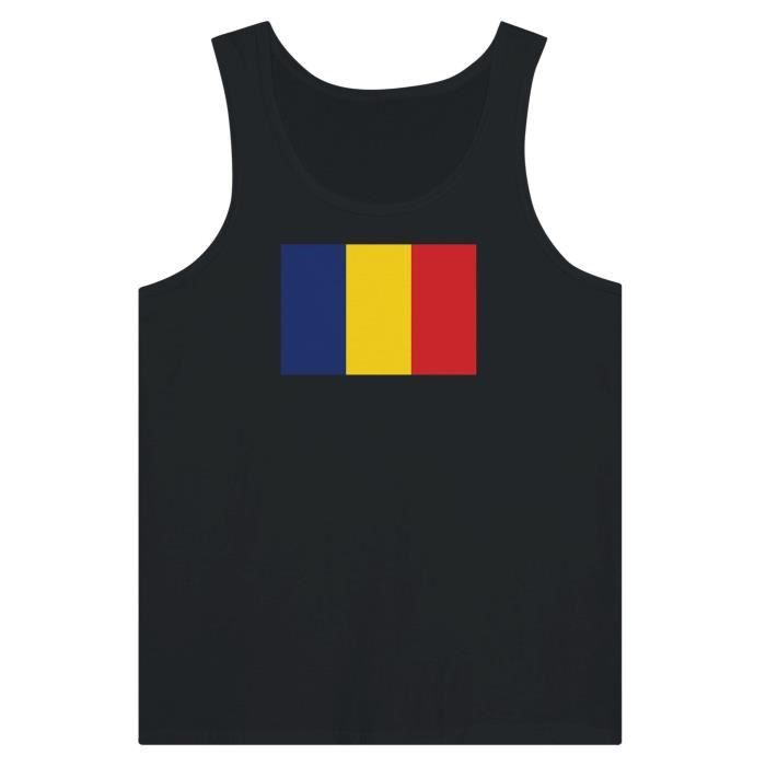 Débardeur - Drapeau de la Roumanie - Noir - 100% coton - Coupe ajustée - Mixte