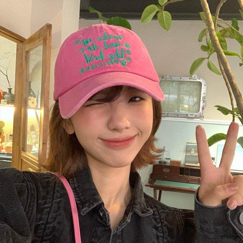 Women's summer thin fashion Korean-style rose red soft-top baseball cap, suitable for large head circumference, makes the face look smaller,