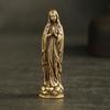 Pure Copper Vintage Blessed Virgin Mary Figurines Key Chains Pendants Brass Holy Mother Religion Faith Buddha Keyrings Hangings