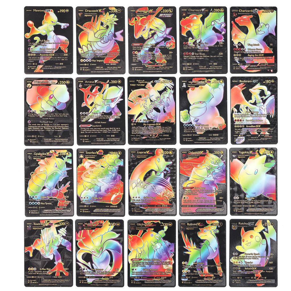 55 Pcs ( 5GX+3Vstar+47V-max) Rainbow Gold Foil Assorted Cards, GX V-star V-max Charizard Card Card Set Children's Birthday Gift Card Collectors