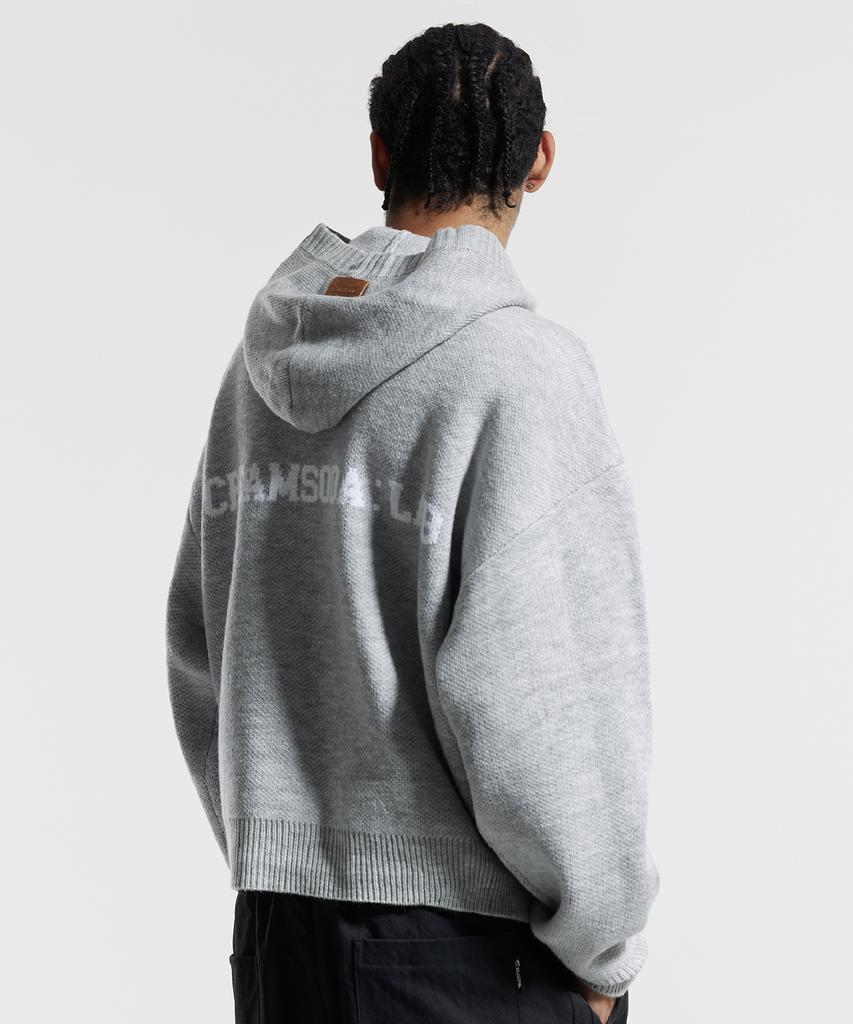 CREAM SODA LAB Cl Washed Graphic Jacquard Hoodie Knit Gray