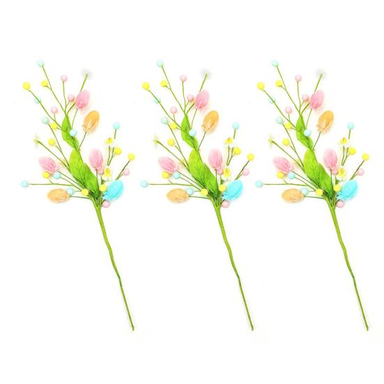 1Pc/3Pcs Artificial Easter Berry Stems with Foam Eggs Decor Spring Faux Floral Picks for Home Centerpiece Vase Arrangements Easter Table Decor
