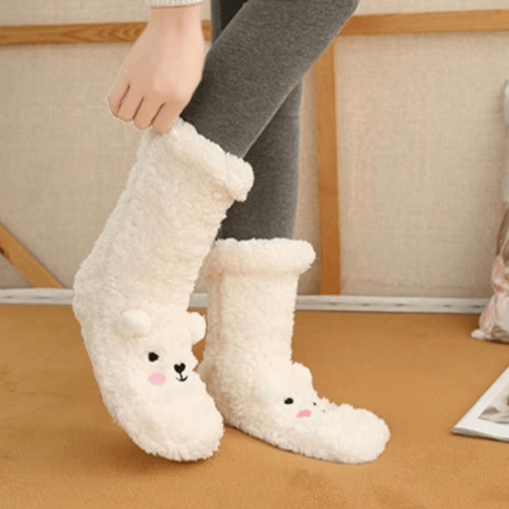 Embroidery Thick Thermal Socks Cartoon Animal Graphic Socks Kawaii Winter Floor Socks  Indoor
