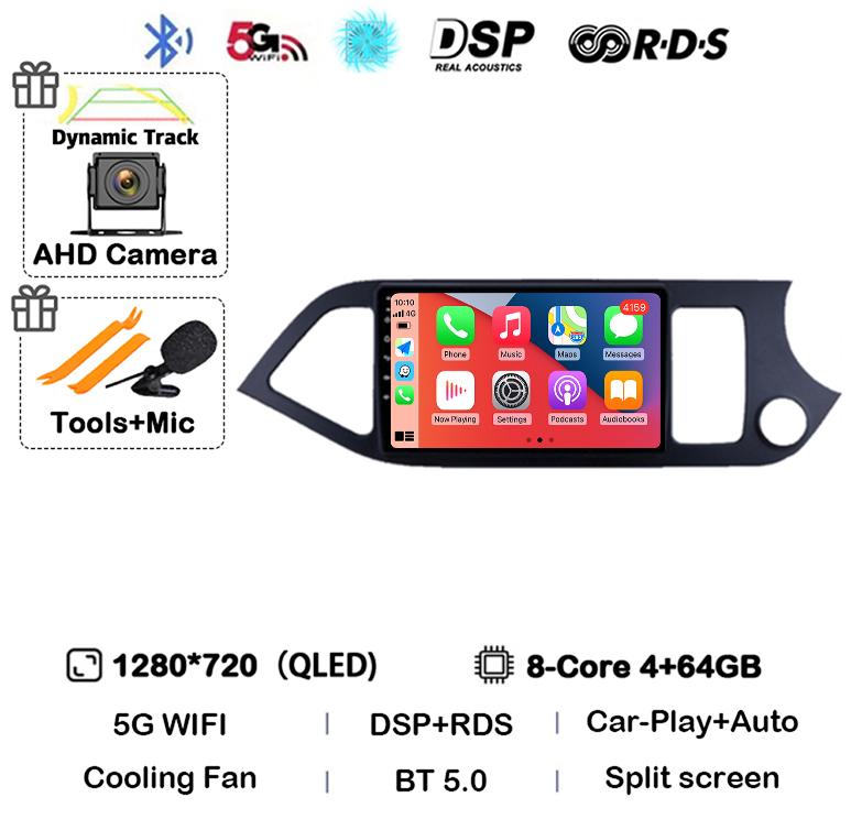 Android 14 WIFI+4G Carplay для KIA PICANTO Morning 2011 2012 2013 2014 2015 2016 RHD Car Radio GPS Multimidia Player Head Unit