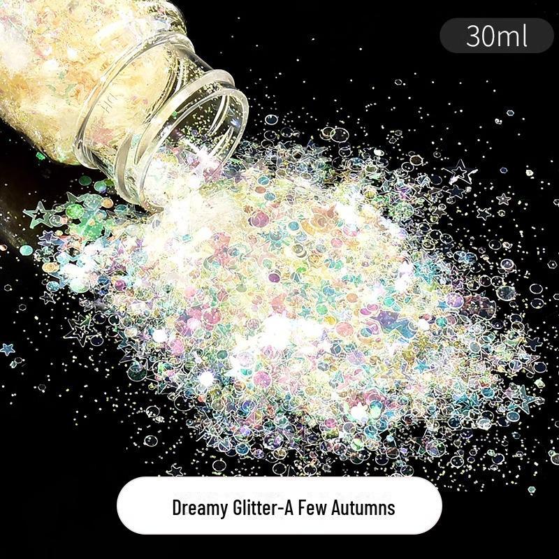 Dreamy Summer Glitter Mix: Hexagonal Sequins, Laser, and Fine Glitter In DIY Hemp Material.