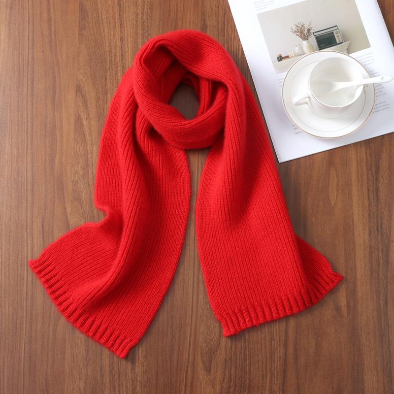 100% Wool Women Knitted Scarf Winter Long Narrow Soft Warm Cashmere Like Neckchief Solid Fashion Shawls Scarves 20x160c