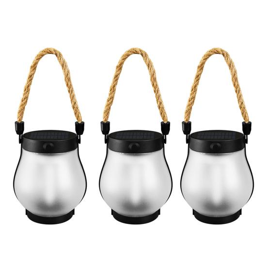 1/2/3Pcs Flickering Flame Solar Lantern Two Lighting Modes Dual Charging Outdoor Waterproof Hanging Lantern LED Solar Lamp