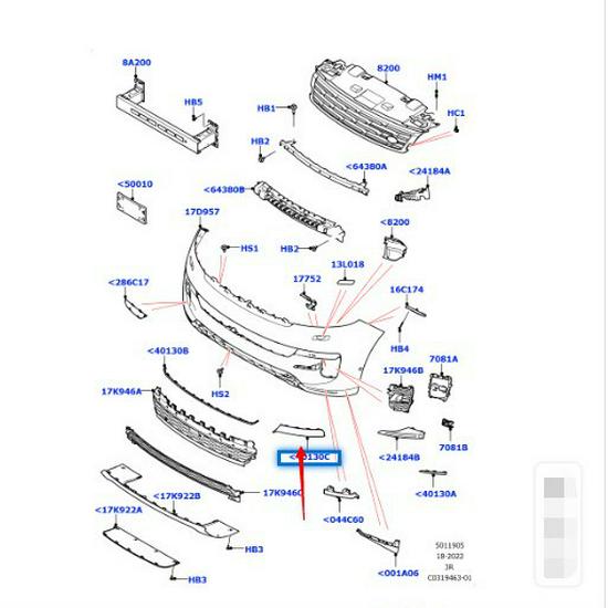 LR169072/LR169074 Накладка переднего бампера для Land Rover Range Rover Sport 2023
