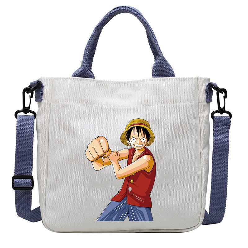 Сумки из холста One Piece с принтом персонажей аниме Luffy Мультяшные Фигурки Аниме Сумка через плечо Наружная Большая вместимость Модная Сумка-кроссбоди Подарки Подвижные Сочлененные Масштаб