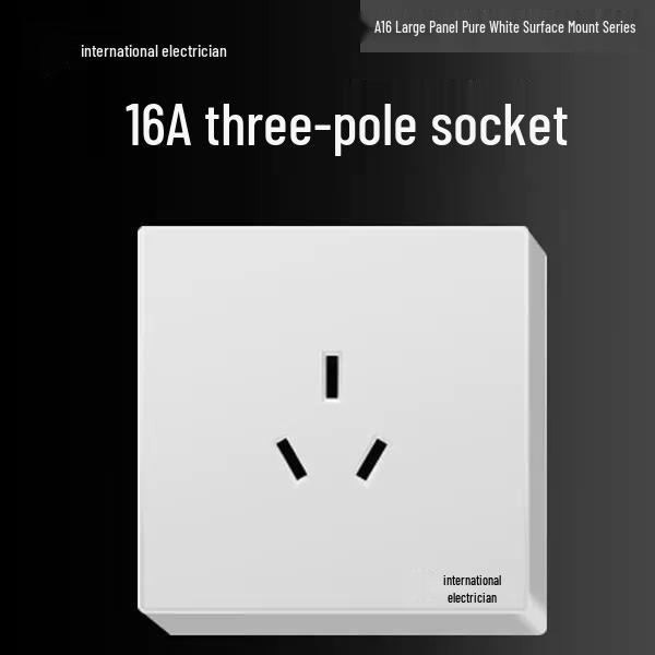Сверхтонкая 16A накладная электрическая розетка с пятиконтактной настенной панелью для бытового использования и использования с кондиционером