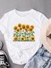 (Asian Size) Clothing Fashion Print Short Sleeve T-shirts T Female Sweet Flower Cute Casual Women's Top Graphic Tee
