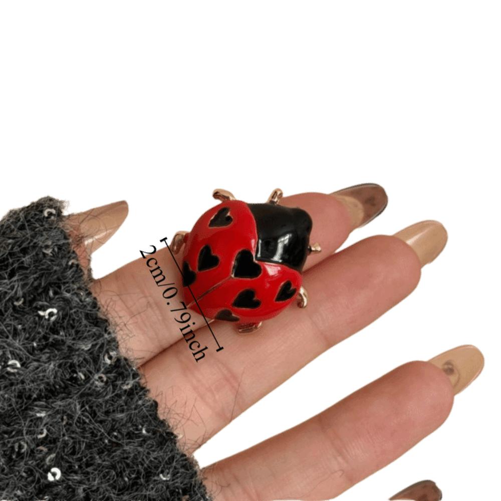 Dripping Oil Ladybird Drip Oil Ring Insect Chunky Enamel Ring Retro Painting Ring  Couple