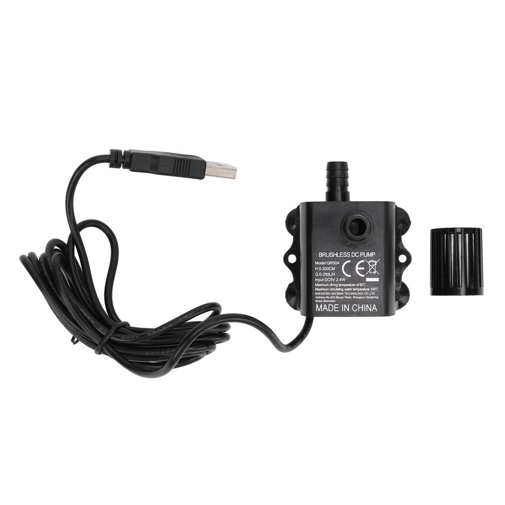 Small Submersible Water Pump 0?200cm Lift 0?250LPH IP68 Rating DC5V 2.4W USB Water Pump with LED