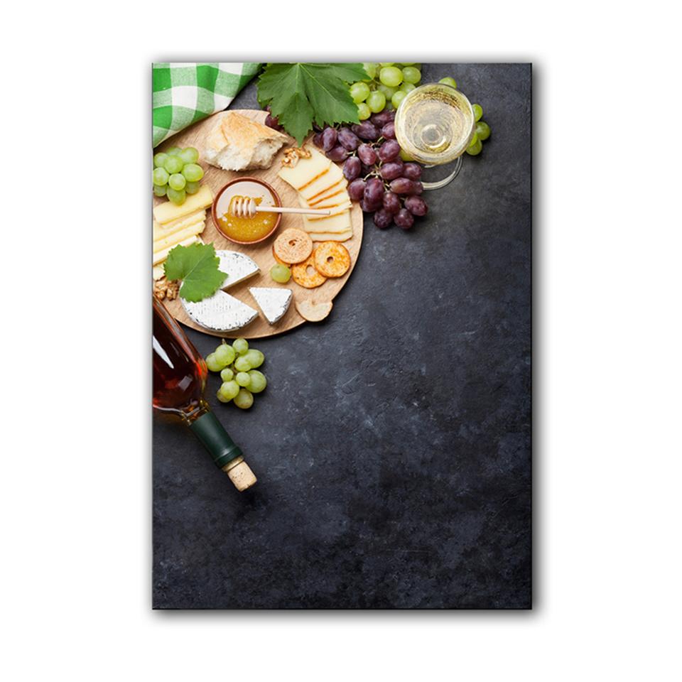 Овощи Фрукты Здоровая кухня Еда Холст Картина Греп Сыр Плакаты Печать Настенные картины Ресторан Столовая Декор