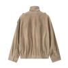 Женская Оверсайз Куртка из Искусственной Кожи в Винтажном Streetwear Стиле Материал ПУ Воротник-стойка Молния спереди Черный Хаки