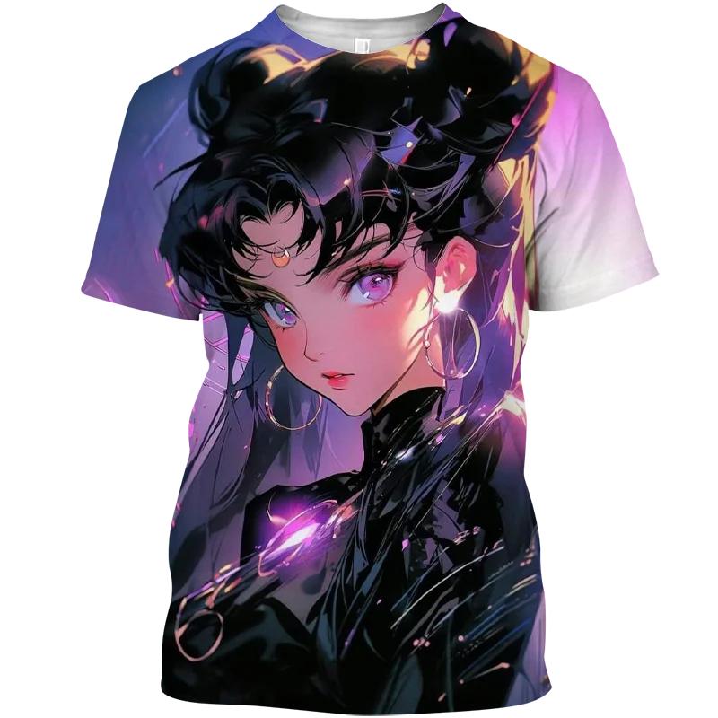 2024 Street Wear Футболка Смешная футболка Sailor Moon Street Wear Топ женский 3D принт женский графический аниме девушка y2kМужская одежда