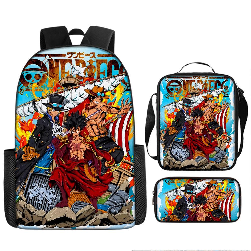 Анимация ONE PIECE школьный рюкзак из трех частей игровой периферийный рюкзак большой вместимости для ученика средней школы для улицы, кампуса, сумка для компьютера