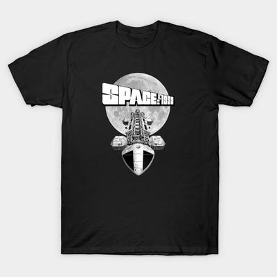 Мужская черная футболка с принтом Space 1999 Печать на трансферной бумаге без вырезания Хлопковая футболка