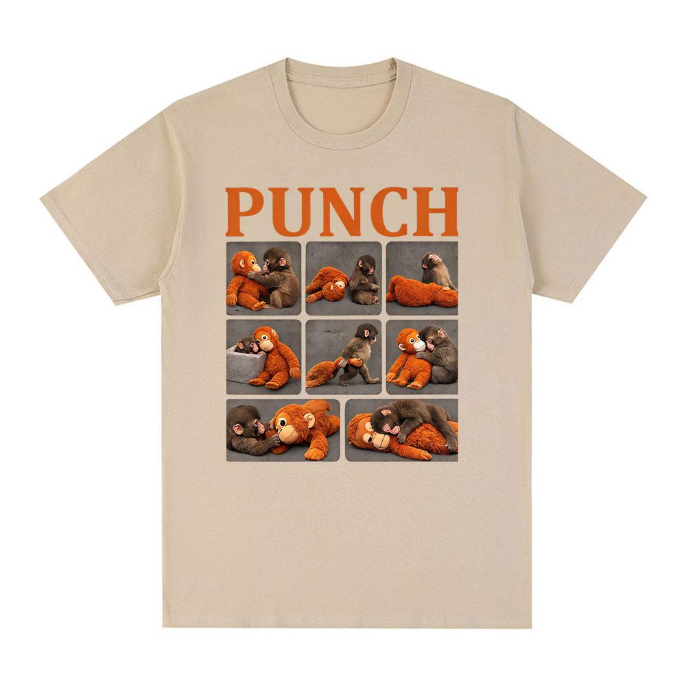 Punch The Monkey Baby Zoo Funny Meme Tshirts Unisexs Women Clothing Casual Cotton Tshirt Fashion Oversized Short Sleeves T Shirt