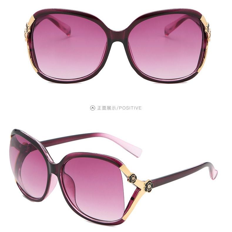 Trendy Large Frame Sunglasses Flower Decorated Eyeglass Legs Summer Popular Glasses Suitable For Women