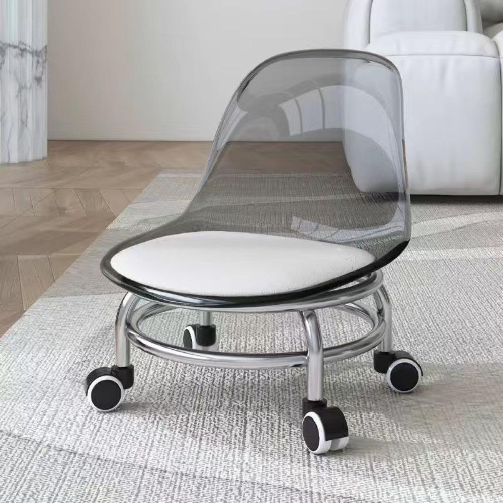 Acrylic Low Stool Universal Wheel Shoe Changing Stool Backrest Stool Changing Shoes Use