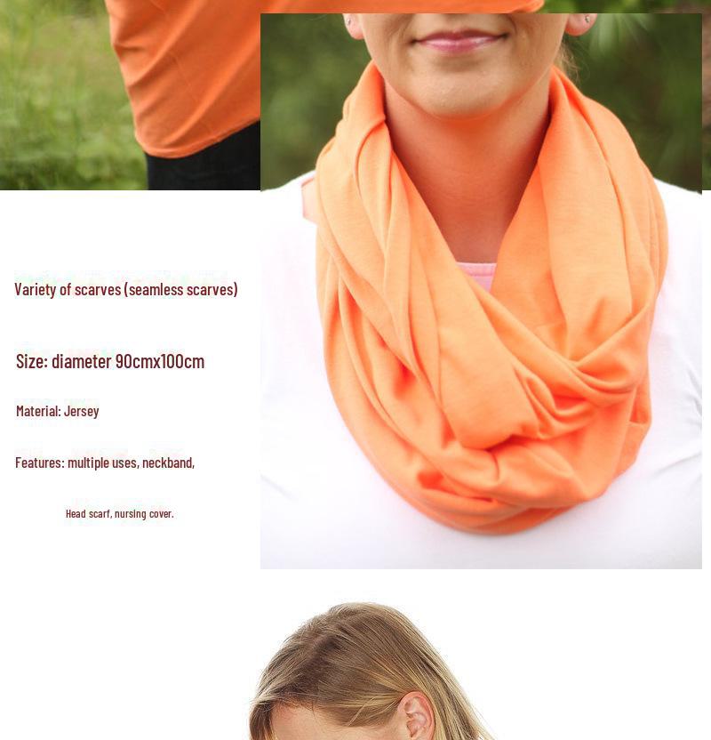 Solid Cotton Seamless Infinity Scarf, Shawl & Nursing Cover