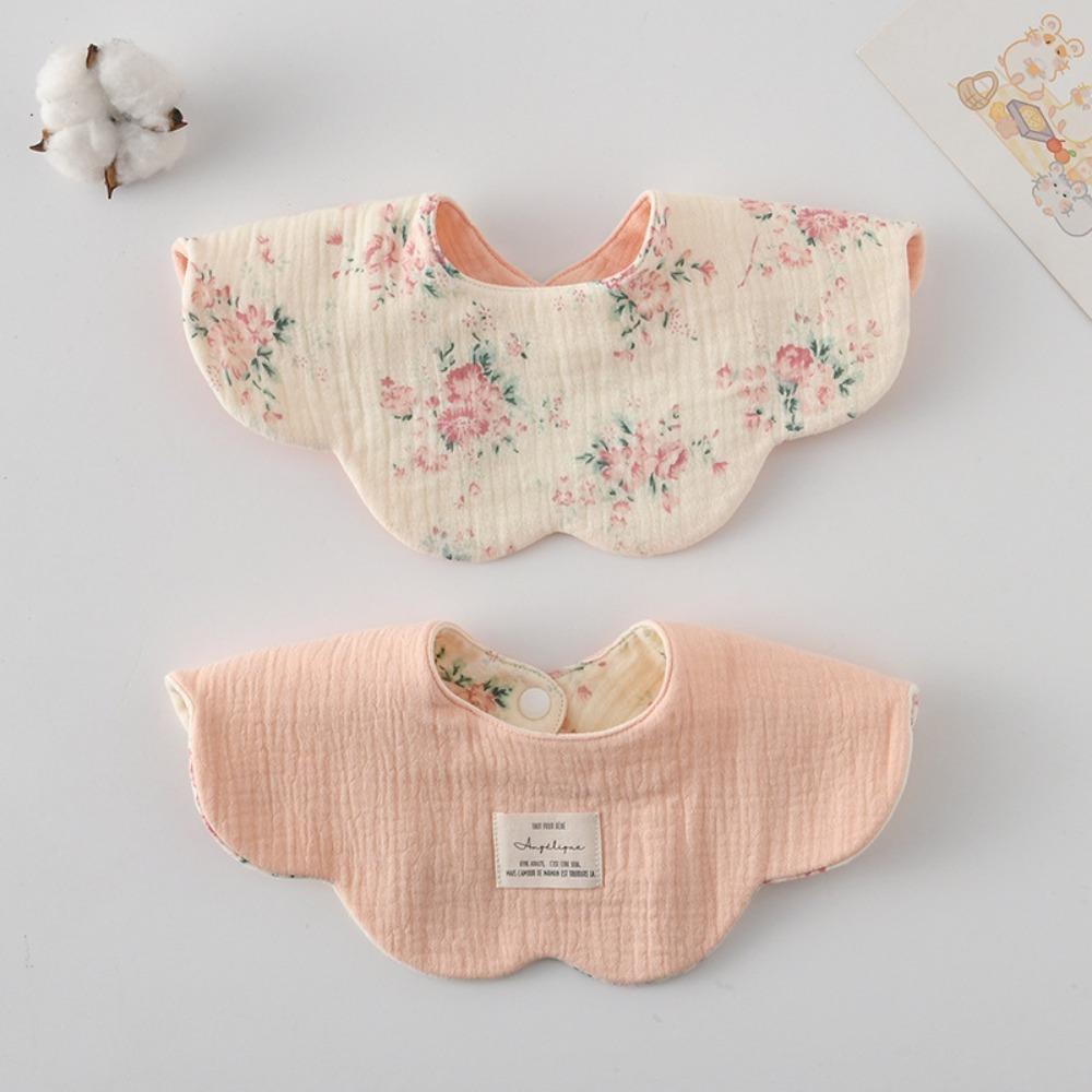 Pure Cotton Gauze Baby Feeding Bib Breathable Petal Bib Cute Drool Bib  For Kids