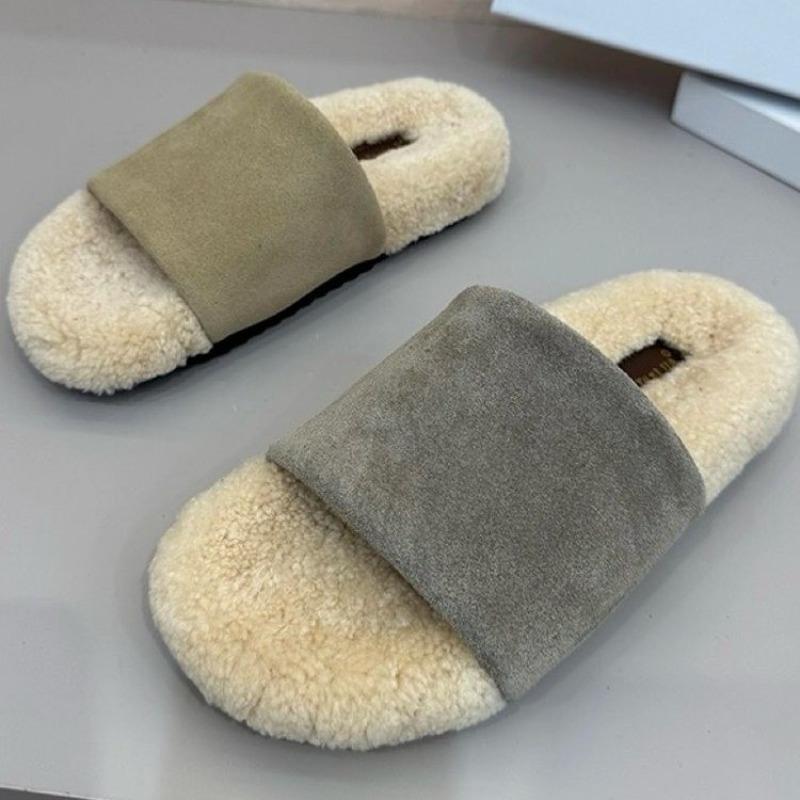 Fashion Flats Women Slippers Fur New Casual Shoes Suede 2025 Winter Open Toe Sandals Cozy Walking Slingback Woman Flip Flops Zapatos