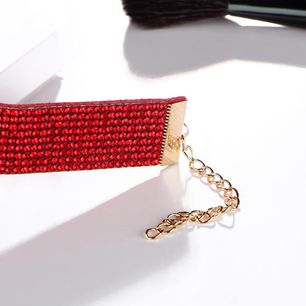 Женщины Алмазное колье Кристалл Rhinestone Очарование Дамы Ювелирные изделия Бархатное ожерелье