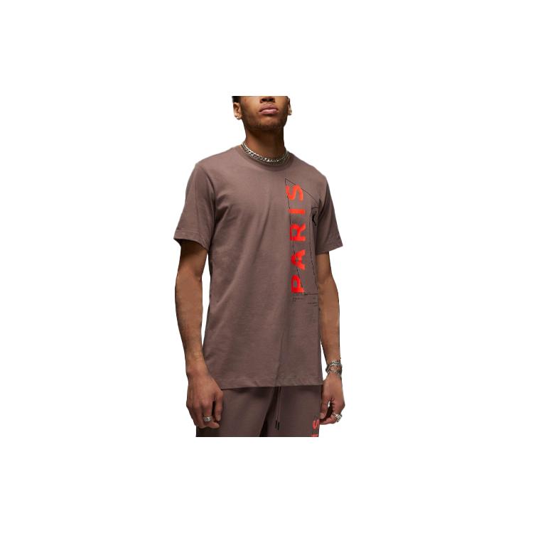 Jordan Мужские футболки Кофе Круглый вырез Умеренный Прямой крой DM3093-291