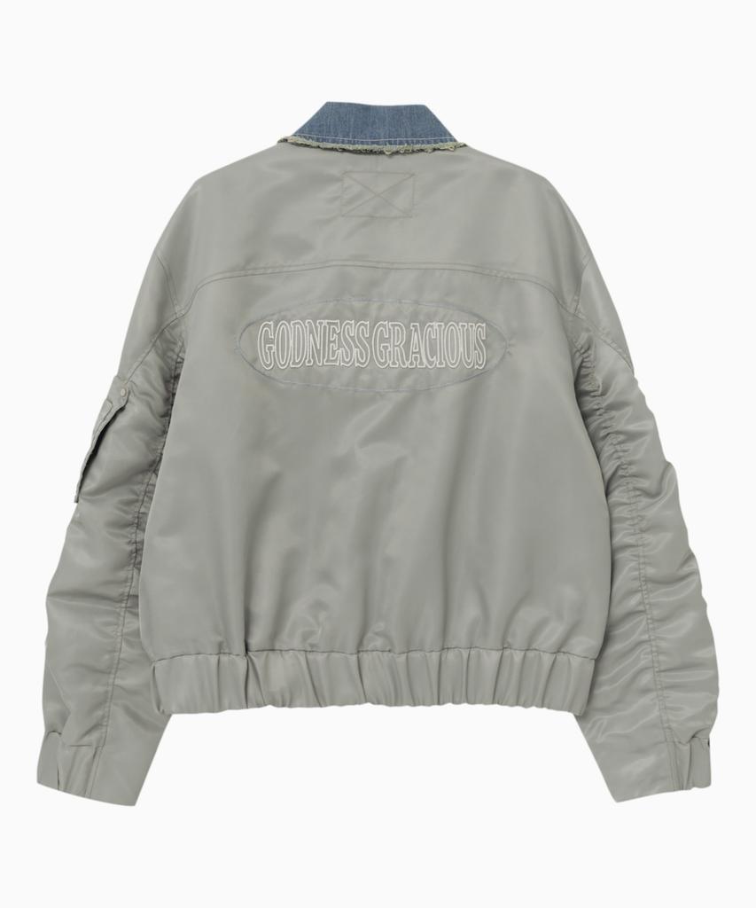 Znuz Denim Patch Nylon Bomber - Light Khaki