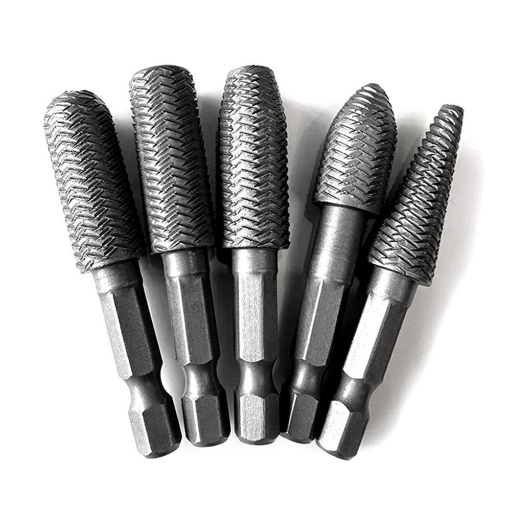 5Pcs/Set 1/4inch Hex Shank Rotary Rasp File Engraving Drill Bits  Carving Sanding Grooving