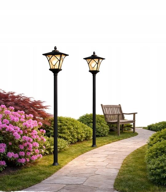 Automatic Solar Lamps 2 pcs 150 cm Twilight Sensor LED For Garden