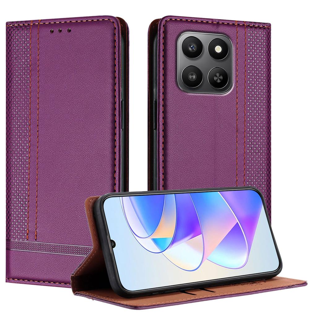 Для Honor 400 Смарт-чехол L-образный сетчатый узор Кожаная подставка Чехол для телефона со слотами для карт