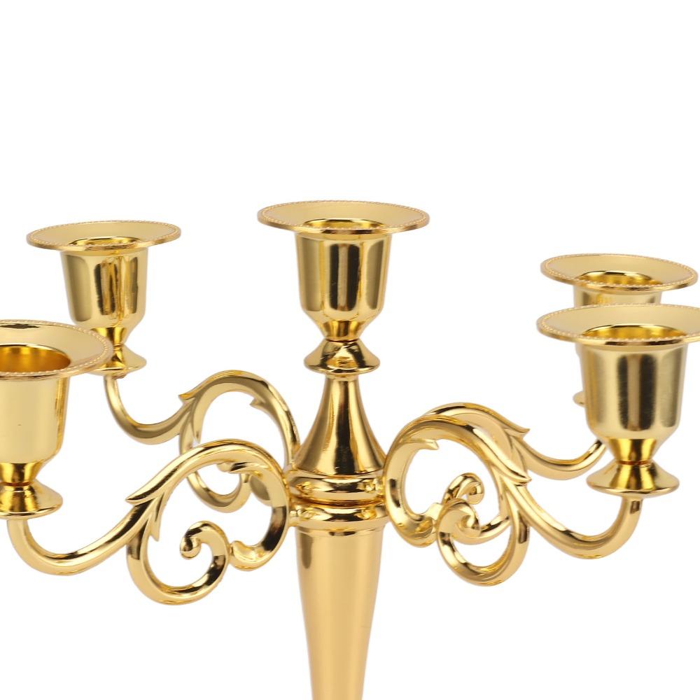 5 Arm Golden Branched Candle Stand Golden Retro Iron Tabletop Candelabra Holiday Party
