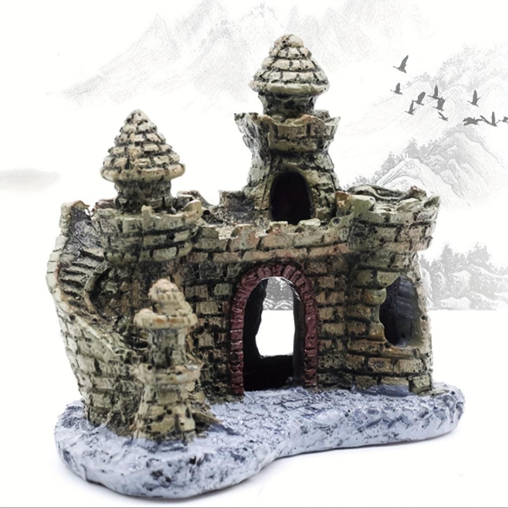 Crafts, 1pc Fish Tank Decor Polyresin Tower Castle Aquarium Ornament Fish Tank Decoration Accessories