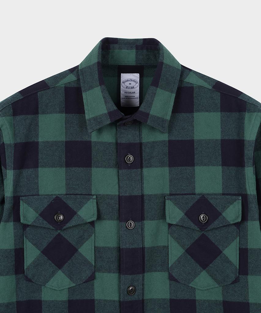 Brooks Brothers Flannel Somel'Ose Nebraska Shirt Jacket (Dark Green) (Bbthmm3771Jef)