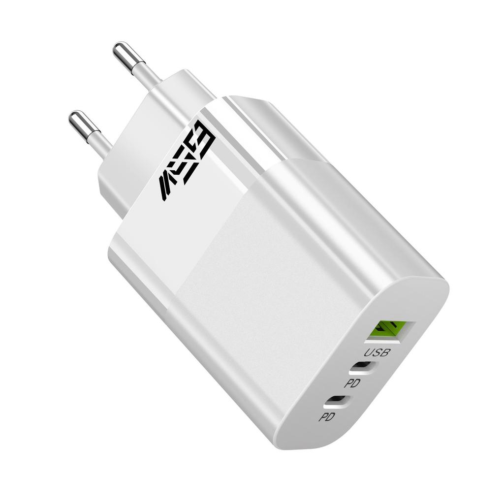 Быстрое зарядное устройство с двумя портами, 65 Вт: Type-C и USB, Быстрая зарядка PD, Стандарт США/ЕС.