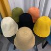 Wind Dome Solid Color Knitted Bucket Hat Autumn and Winter New Bucket Hat Women's Sunscreen Face Cover Basin Hat