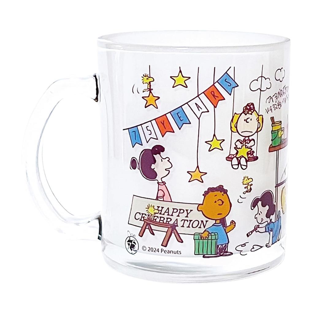 Peanuts" 75th Anniversary Snoopy Mug, Glass, Approx. 320ml, Character Goods, Tableware, Anniversary Tableware, Celebration, Made In Japan, 626107