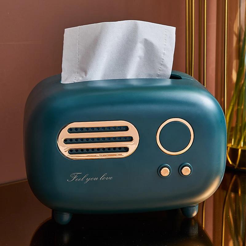 Ретро радиомодель, коробка для салфеток, настольный держатель для бумаги, винтажный диспенсер для хранения, чехол для салфеток, органайзер, орнамент, украшение для влажных салфеток