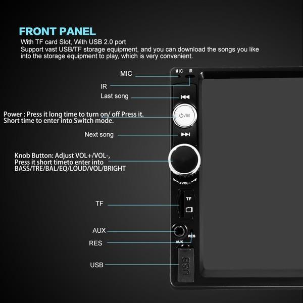7010B 2020 новый 7010B 7-дюймовый автомобильный радиоприемник Bluetooth V2.0 Автомагнитола HD MP5-плеер SD MMC USB FM MP3/MP4 автомагнитола